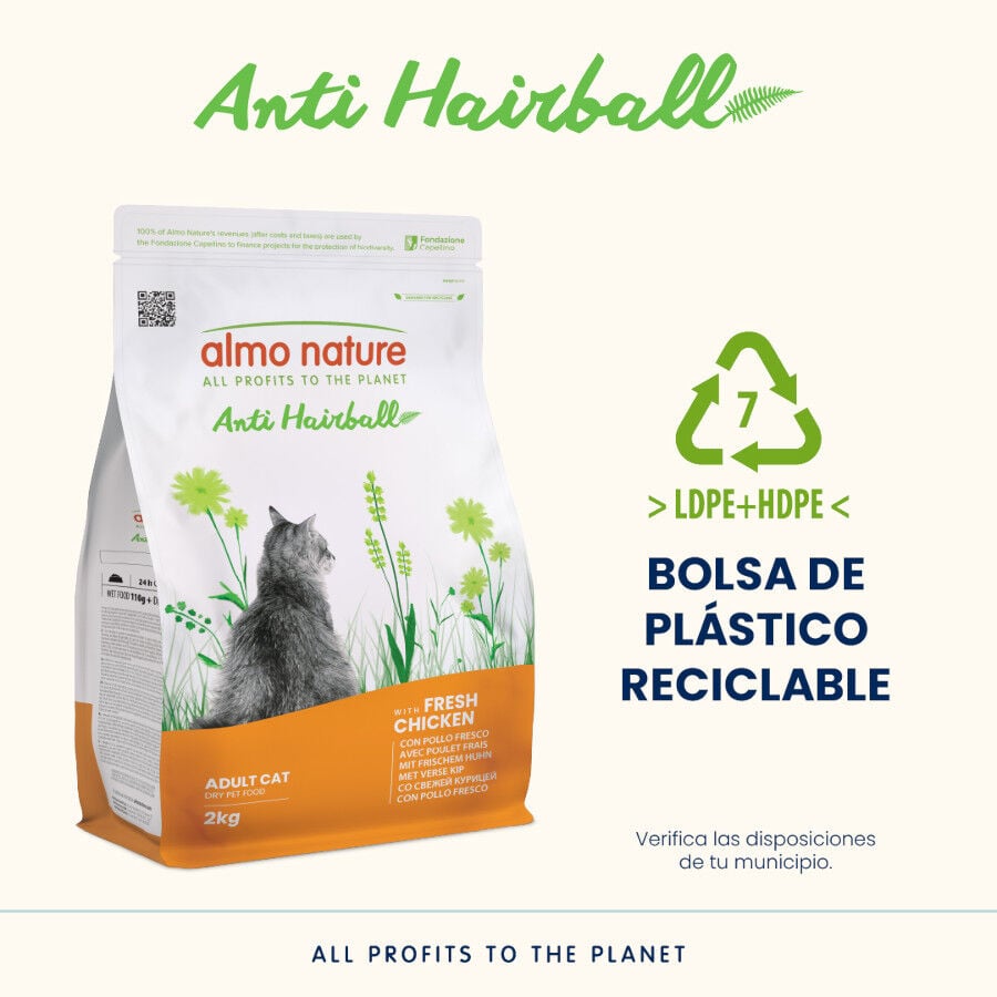 2 kg Almo Nature Anti Hairball Pollo pienso para gatos , , large indicador imagen numero 4